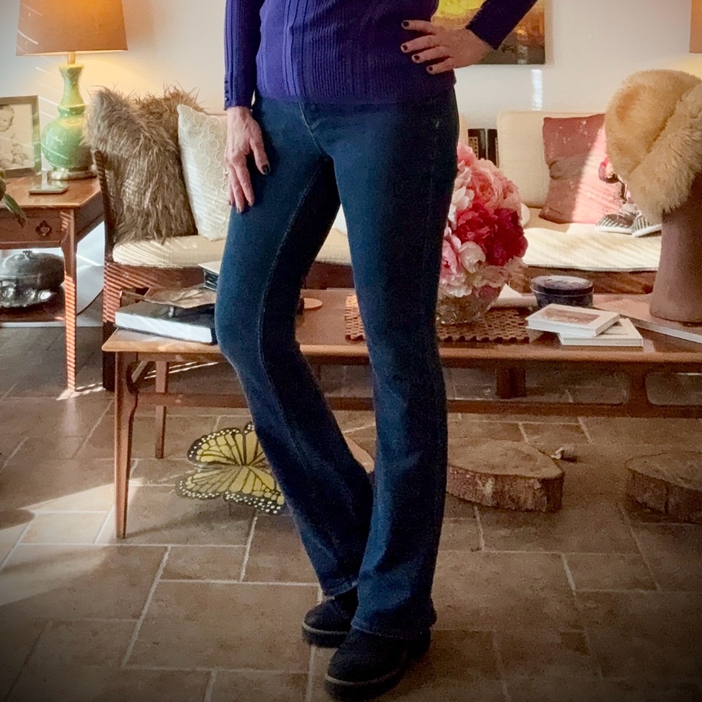 White House Black Market Women's Dark Blue Flare Jeans